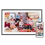 Frameo Digitaler Bilderrahmen 15,6 Zoll WLAN,1920x1080 FHD IPS Touchscreen Smart Fotorahmen,Elektronischer Fotorahmen Groß mit 32GB,Automatische Drehung,Teilen von Bildern, Videos,Wandmontage Möglich