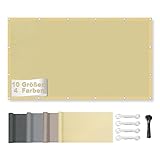 Sonnenschutz Netz, Balkonumrandung 95% UV Schutz, Sonnensegel Wasserdicht mit ösen, Sonnenschutz Windschutz Balkon Terrasse 95% Uv-Schut, für Die überdachung Schwimmbad, 2x2.5M Sandfarben