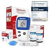 sinocare Blutzuckermessgerät, Zuckermessgerät mit Blutzuckerteststreifen 50, Schmerzfrei & Schnell, Wenig Probenvolumen- mg/dL (Safe-Accu2 Blutzuckermessgerät 50 Set)