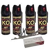 4 (Vier) Dosen Tierabwehrspray Pfefferspray KO Jet mit je 50 ml + gratis 1 Multitool Key Tool 6 in 1 fürs Schlüsselbund