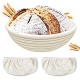 Traxenta Gärkörbchen für Brot, Gärkorb Rund 22 cm, Brot Backen Zubehör, Banneton Gärkörbe Set, Bread Proofing Basket, Brotgärkörbchen, Brotbackkorb Inklusive Leinenbezug