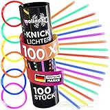 molinoRC 100x Knicklichter Party Set - 6 TOLLE Farben - Knicklichter Kinder - mit 100 Verbindern für Armringe + Figuren - Leuchtarmbänder - Leuchtstäbe - Mitgebsel - Glow Sticks - Disco Deko