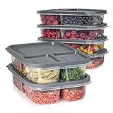 Viwares Frischhaltedosen-Set mit Fächern - BPA-freie Meal Prep Boxen für Zuhause, Arbeit, Schule und Unterwegs - Luftdicht, Spülmaschinen- und Mikrowellengeeignet, Kompakt - 6er Set in Anthrazit