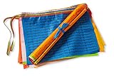 PHENO FLAGS Gebetsfahnen Tibet mit 20 Fahnen pro Kette - Tibetanisch Buddhistische Gebetsfahne geeignet für Outdoor, Dekoration und buddhistische Gebete - Nepal Wimpel aus glänzendem Polyester