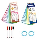 1x1 Lernkarten, 2 Lernkarten-Sets Multiplikation & Division, Rechnen Lernen, Würfelhaus Rechnen, 4 Abwischbare Stifte, Mathe üben für Kinder 5-12 Jahre