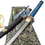 Full Tang Handgefertigtes Japanisches Samurai-Schwert Flexibles Schlangen Messing Tsuba geschmiedetes gefaltetes Damaskus Stahl Katana echtes Schwert