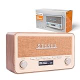 Denver Retro DAB-18 Digitalradio | DAB Plus Radio mit Bluetooth & FM | 2x20W Stereo-Lautsprecher | Kleines Radio mit Netzstecker | Küchenradio DAB mit gutem Klang | LCD-Display & Weckfunktion