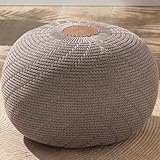 ENGLISH HOME Pouf Hocker, Rund Sitzpouf, Sitzhocker, Sitzpuff, Fußhocker, Strick Puff Hocker für Wohnzimmer, Schlafzimmer, Strickhocker Pouf, 37 x 50 cm, Braun