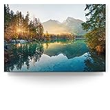 BilderKing Wandbild Wasserfall Hintersee Bayern - 120cm x 80cm Leinwand auf Fertigrahmen + Aufhänger