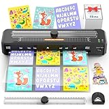 Laminiergerät A3 für A3 A4 A5 A6 A7 mit Papierschneider | Eckrunde | 15Blatt Laminierfolien, ABS-Anti-Stau | Heiß und Kalt | Intelligenter Schutz Laminiermaschinen für Zuhause, Schule, Büro