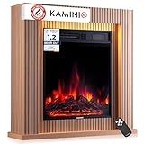 KAMINIO Elektrokamin Matti - Elektrischer Standkamin mit Heizung, 3D-Flammeneffekt, LED-Ambientelicht, Fernbedienung - 32 Zoll (Paneel)