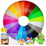 AFXXE 3D Stift filament PLA, 20 Farben, je 10m- 3D Pen Filament 1.75mm mit Vorlagen Set für Kinder & Erwachsene, 3D Stift Zubehör Filament mit Schablonen für ODRVM, Tecboss, Lovebay, 3D Drucker Stift