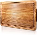 KYONANO Chopping Boards Schneidebrett Holz, Schneidebrett aus Rosenholz, 38x25x2.5cm Holzschneidebrett, Antiseptisches Holzbrett Mit Saftrille, Dickes Hackbrett, Antibakterielles Küchenbrett Holz