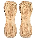 KINGLAKE 100g Bast Raffia Bastband Natur Bindebast Florbast Naturbast zum Basteln, Dekoration, Weben, Floristen, Garten, 2 x 50 g