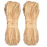 KINGLAKE 100g Bast Raffia Bastband Natur Bindebast Florbast Naturbast zum Basteln, Dekoration, Weben, Floristen, Garten, 2 x 50 g