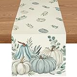 ZWJD Tischläufer Herbst 40x180 cm –Herbsttischläufer Waschbar & Modern, mit Blätter- & Kürbis-Motiv, Herbstdeko Tischdecke für Küche, Esstisch, Innen & Außen