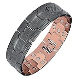 Jeracol 99,99 % solides Kupfer-Magnetarmband für Herren, 3 x ultrastarke Magnete (3500 Gauß), Magnetarmband, Brazaletes für Jahrestag, verstellbare Größe und Schmuck-Geschenk-Box (schwarz)