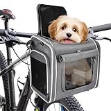 4-in-1 Hundekorb für Fahrrad, Hundekorb Fahrrad Vorne bis 8KG, Erweiterbarer Hunderrucksack, Hunde-Fahrradkorb mit 4 Mesh-Fenster, 4-Offenen Türen, Große Haustier-Reisetasche für Katzen und Hunde