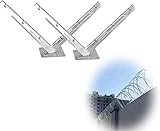 KJoBDwz Verzinkter Stacheldrahtzaun Feuerverzinkte V-förmige Halterungen, schlangenförmige Drahtstützen in Spiralform, Verlängerungsrahmen aus Nato-Draht, 1 Paar