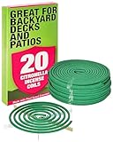 Citronella Räucherspirale – Jede Spule hält 8 Stunden – geeignet für Outdoor-Camping, Terrasse, Wandern usw. (2er-Pack enthält 20 Spulen und 2 Spulenständer)
