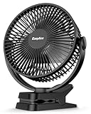 EasyAcc 10000mAh Clip Ventilator, bis zu 37 Stunden 20cm Camping ventilator mit Powerbank Batterie Ventilator Grow - 5 Geschwindigkeiten,LED Anzeige, 360° Haken und- für Camping, Growbox, Kinderwagen