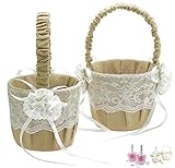 EinsSein 2x Streukörbchen Hochzeit Jute Flower | hochwertig verarbeitet | Blumenkorb Blumenmädchen Streukorb Korb Körbchen Blumenkörbe Blumenkinder Blumen Streukorb Streuen