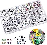 Hoiny Selbstklebend Wackelaugen, 1200 Stück Wiggle Googly Augen Kunststoff Puppe Augen, Kulleraugen Selbstklebend für DIY Scrapbooking Handwerk
