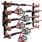 bssmmai Angelrutenhalter Wand, Rutenhalter Angel, Angelzubehör Set, Fishing Rod Rack für die Garage, Angelausrüstung als Geschenk für Herren (1, Orange)