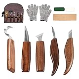 Holz-Schnitzwerkzeug Set, Holz Schnitzmesser mit Schleifsteine 10 Teiliges, Professional Holzschnitzerei Messer Werkzeuge, Schnitzmesser-Set für Anfänger und Profis mit Schnittfeste Handschuhe