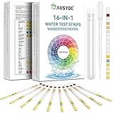 16-in-1 Wassertester Trinkwasser, 100 Streifen Hochsensitiver Teststreifen für pH-Wert, Härte, Chlor, Blei, Eisen, Kupfer, Teststreifen zur Heimwasserreinheit, geeignet für Whirlpools, Aquarien, Pools