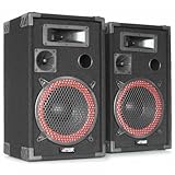 MAX XEN-3508 Passive PA Lautsprecher Set, 500 Watt Partyboxen set, 10 Zoll Passiv, Disco, DJ Party Lautsprecher, Lautsprecherboxen, 8 Zoll - Schwarz