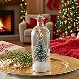 Christmas Tree Message in a Bottle, Voice Recording Message, Aufzeichnbares Urlaubsgrüßglas Ornament, schneitige Szene in nostalgischer Flasche mit Kork, Aufzeichnbares Grußgeschenk