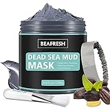 Natural Dead Sea Mud Mask - Headband & Brush included for Face and Body Cleansing Relaxing Detox Treatment Reduce Pores, Purifying Face Mask for Acne， Blackheads， Oily Skin