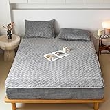 LSZHBSL Spannbettlaken boxspringbett 120 x 200 + 30 cm grau Atmungsaktiv Baumwolle Bettlaken verstellbar Spannbetttuch für Boxspringbett Topper Matratze bis 30 cm