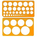 Kreis Schablone Vorlage, 2 Stück Kreis Schablone Mit 36 Kreisen Kreis Schablone Mit 7 Kreisen, Kreis Schablonen Zum Malen, Kreis Lineal Für Zeichenhilfen, Quilling Schablone, Transparent Orange