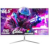 Gawfolk 24,5 Zoll Gaming Monitor mit Lautsprechern, 200 Hz PC Bildschirm FHD 1080P Rahmenlose Computermonitore, DisplayPort, HDMI, Augenpflege