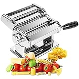 Nudelmaschine Pasta Maker -Robuste Stahlkonstruktion - 150 Rolle mit Nudelschneider - 7 einstellbare Dickeneinstellungen für Spaghetti Nudeln Lasagne, Handkurbel und Anleitung，inklusive Cutter