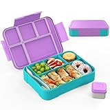 SWVIODMT Brotdose Kinder mit Fächern 1300 ml Lunchbox für Kinder, Auslaufsichere Lunchbox mit 5 Fächern, Snackbox für Mädchen & Jungen, perfekt für Schule, Kindergarten (Macaron Lila)