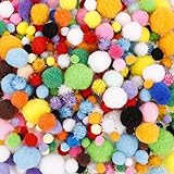 metagio Pompons zum Basteln,1000 Stück Mini Pom Poms,1-3cm Pom Poms für Handwerk Herstellung, Bunte Pompons für Ostern DIY Kreativen Handwerk Dekorationen
