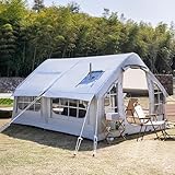 Aufblasbares Zelt für Camping, einfacher Aufbau mit Pumpe, großes Familien-Glamping, 4-Jahreszeiten-Luftzelt mit Vorraum