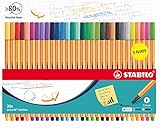 STABILO point 88 Filzstift, feine Spitze, Kartonetui, 30 Filzstifte, davon 5 Neonfarben