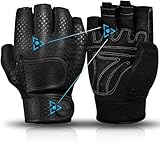 MOREOK Gewichtheber Handschuhe Fingerlose Workout Handschuhe -[3MM Gel] Fitness Handschuhe,Atmungsaktiv Trainingshandschuhe Herren Damen für Krafttraining,Heben, Training, Rudern, Klimmzüge-Schwarz-L