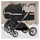 Leichter Doppel-Kinderwagen, Zwillings-Kinderwagen, faltbarer Doppelsitz-Tandem-Kinderwagen, Hochformat-Zwillingswagen for nebeneinander liegende Kleinkinder-Baby-Stubenwagen (Color : Black)