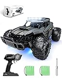 Tecnock Ferngesteuertes Auto 1:16 mit Scheinwerfer und Fahrgestellbeleuchtung, All Terrain Off Road RC Monstertruck 2,4GHz Spielzeug, 2 Akku für 70 Min. Laufzeit - Geschenk für Erwachsene Kinder