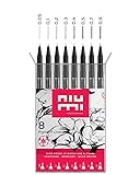 niumi Pigmentliner Expert Set 8-tlg. | 8 Fineliner 0.05-0.9 mm | dokumentenecht, wasserfest | für Outlines, Manga, Skizzen, Lettering, techn. Zeichnen | schwarz