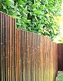 DE-COmmerce Robuster Bambus Holz Sicht Schutz Zaun ATY NIGRA I hochwertiger Windschutz Terrasse, Balkon, Garten I Bambusrohr Zaun mit geschlossenen Rohren (HxB) 100 cm x 180 cm