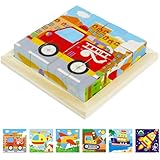 TaimeiMao Bilderwürfel Holz,6 in 1 Kinderspielzeug Holzpuzzle Montessori Spielzeug 3D Würfelpuzzle Puzzlespiele für Kinder,Pädagogisches Lernspielzeug Geschenk für Jungen und Mädchen