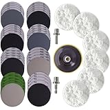 54 Stück Schleifpapier Schleifscheiben für Winkelschleifer Polieraufsatz, Polierscheibe 125mm Klett Polierpads, Polierschwamm für Akkuschrauber, Bohrmaschine, Schleifpapier Set 400-5000