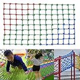 Kletternetz, Kletternetz für Kinder im Freien, robustes großes Militär-Kletternetz, Polyester-Kletternetz für den Innenbereich, Sicherheitsschutz-Strickleiter für Kinder,(Size:1.2x2m,Color:farbenfroh)