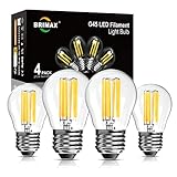 BRIMAX E27 Led Dimmbar Warmweiss, 4w E27 Led Glühbirne (ersetzt 40 Watt), 230V G45 Led Birne Warmweiß 2700k, 400lm leuchtmittel E27, klar Glass Filament Fadenlampe, 4er Pack